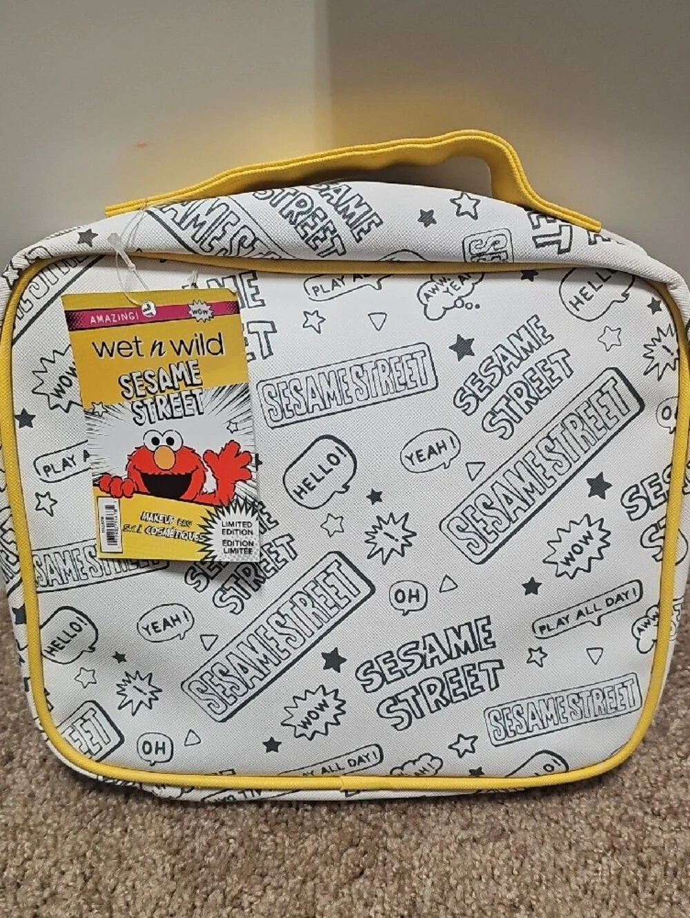 Sesame Street Clear Comic Panel Make Up Bag with Yellow Trim